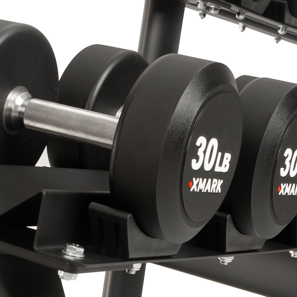 XMARK Commercial 3-Tier Dumbbell Rack, Weight Storage Rack, 15 Dumbbell Pair Storage, Modern Style