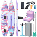 ZLX 11'6" Extra Wide Inflatable Paddle Board with Seat, Touring Stand Up Paddleboard, Fast Long-Distance SUP, Stable Center Fin, Portable Backpack & Accessories for Adults, 500lb/3 People/Family