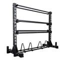Valor Fitness Heavy Duty 4-Tier Gym Equipment Storage Rack – Organize Kettlebells, Dumbbells, Medicine Balls, Bumper Plates & 4 Barbells, 1200 lb Capacity for Home Gym Sports Equipment Organizer