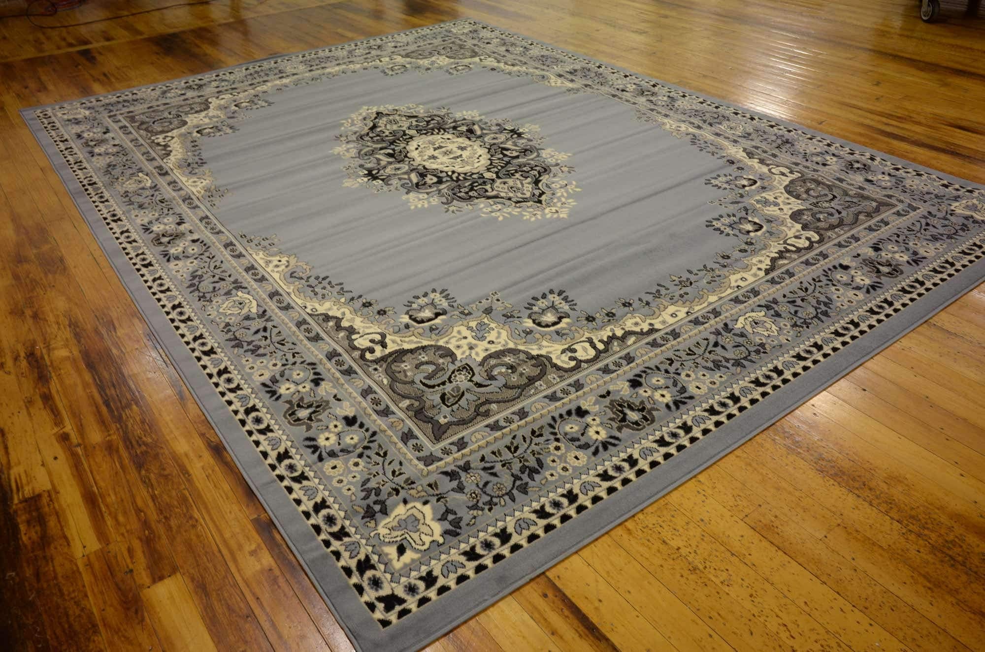 Unique Loom Reza Collection Traditional Persian Style Area Rug, 9 ft 10 in x 13 ft, Gray/Ivory