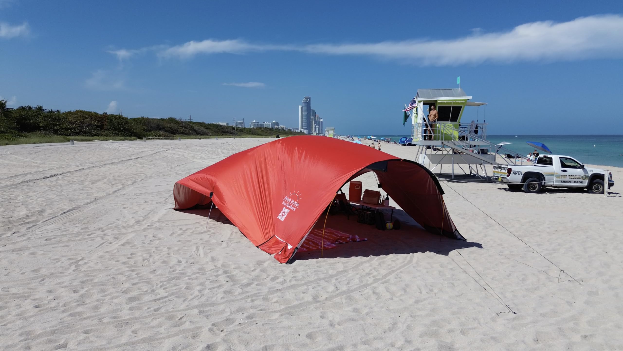 Beach Bubble Family Edition, The Ultimate Private Wind Supported Beach Cabana, +50 UPF, 12 Person Capacity