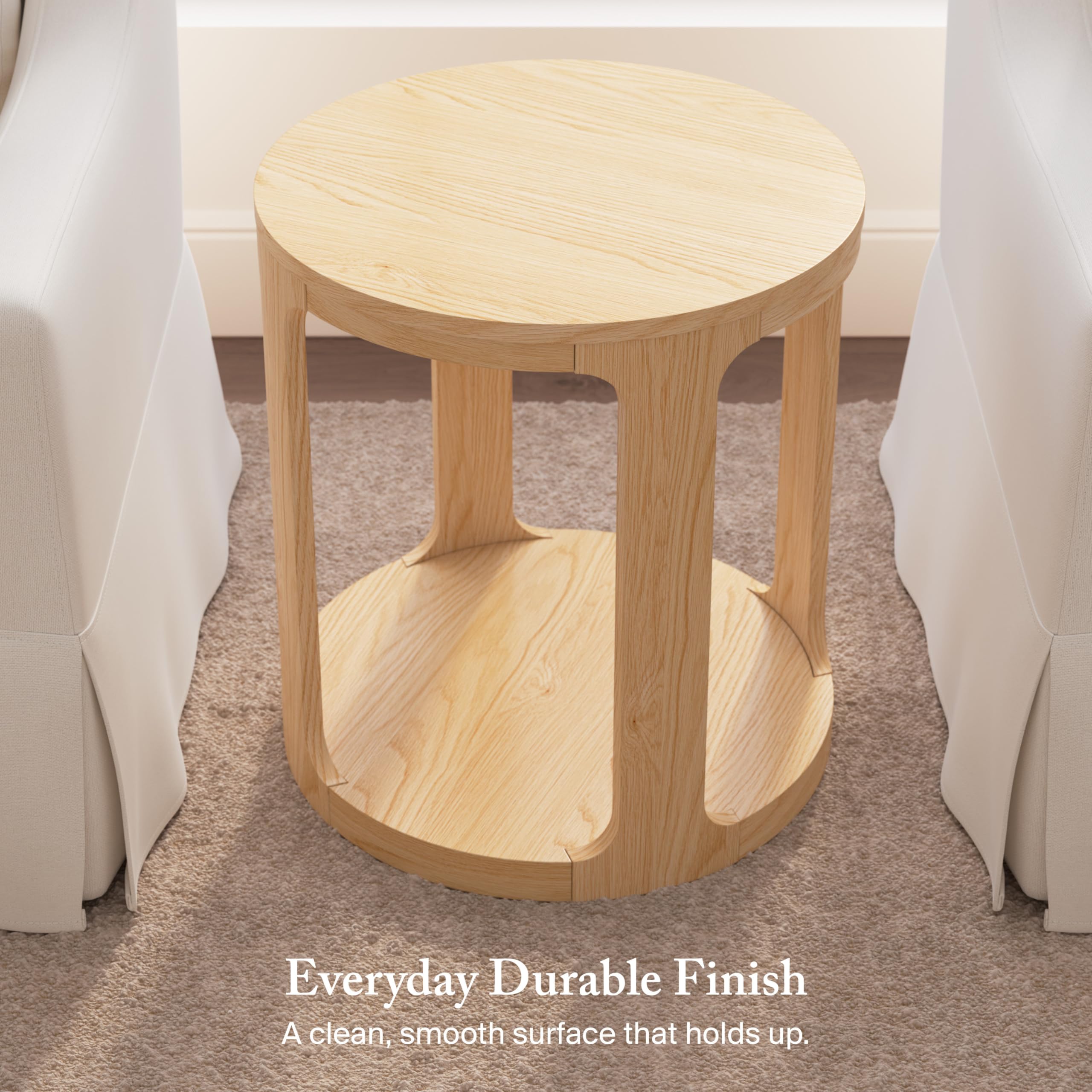 Bush Home Vera Small Round End Table, Living Room Furniture, Vera Collection, Natural White Oak