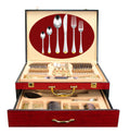 Venezia Collection 75-Pc Luxury Flatware Set for 12 w/Storage Case 24K Gold Premium Dining Cutlery Service - 18/10 Surgical Stainless Steel Silverware Hostess Serving Set in a Chest