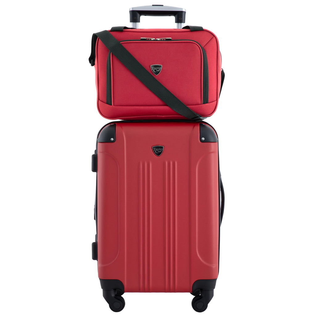 Travelers Club Chicago Hardside Expandable Spinner Luggage, Red, 5 Piece Set