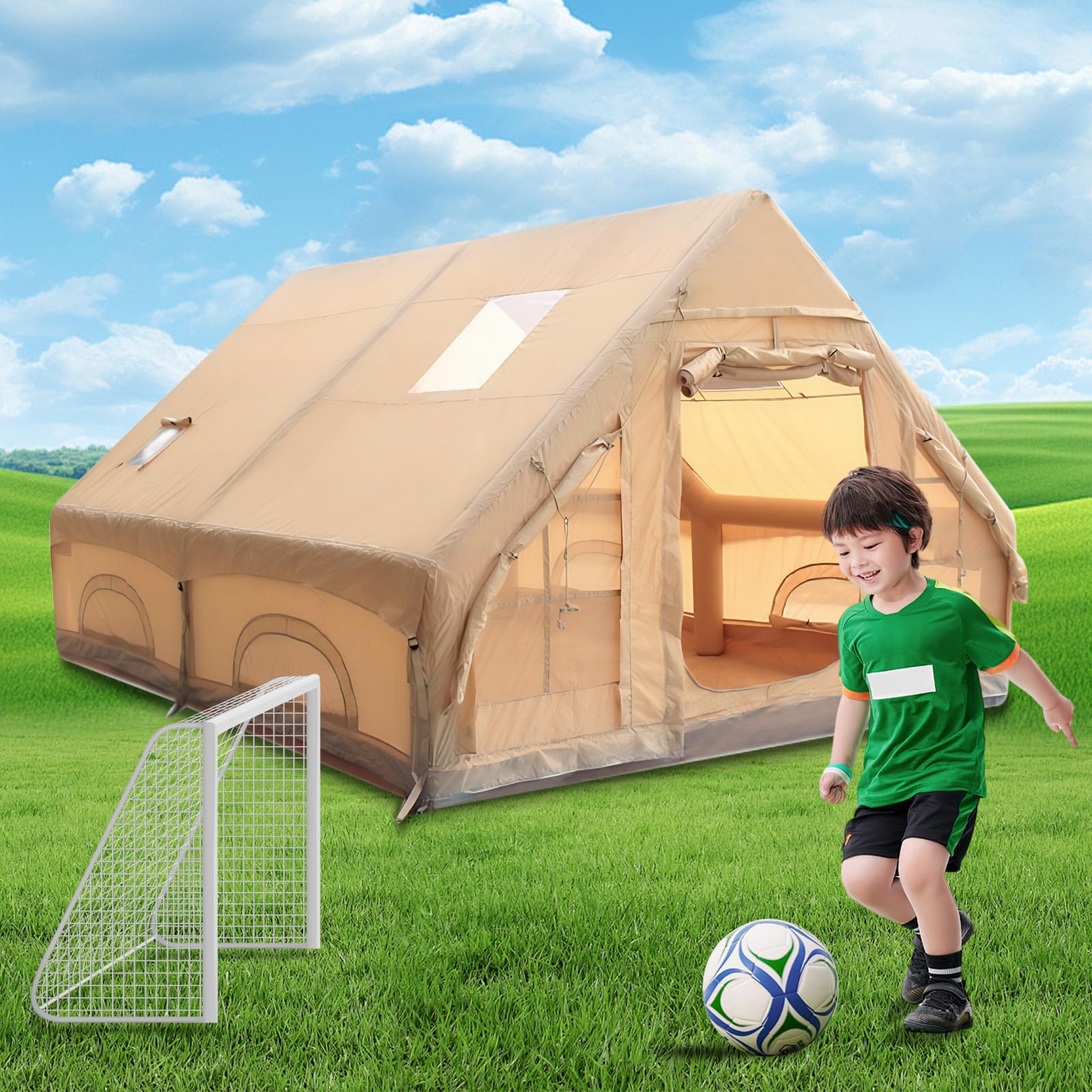 LivialyCity Inflatable Camping Tent Waterproof Windproof Glamping Camping Tents House for 4 Seasons