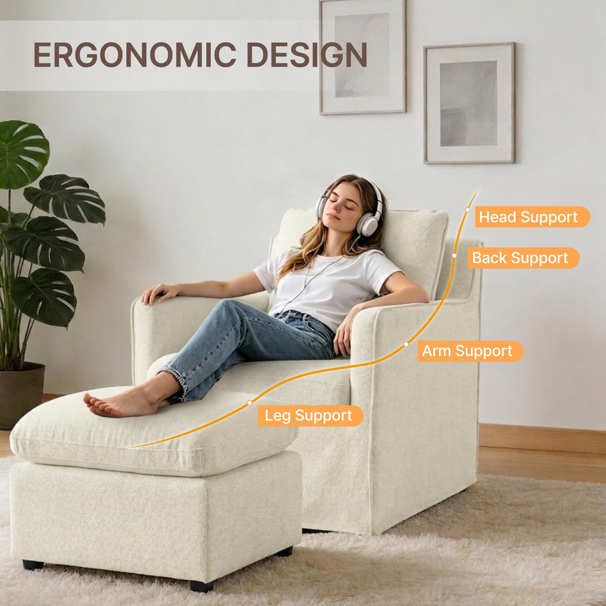 KISLOT Swivel Accent Chair Rocking Recliner 360 Degree Swivel Armchair Machine-Washable Cover for Nursery Living Room Bedroom