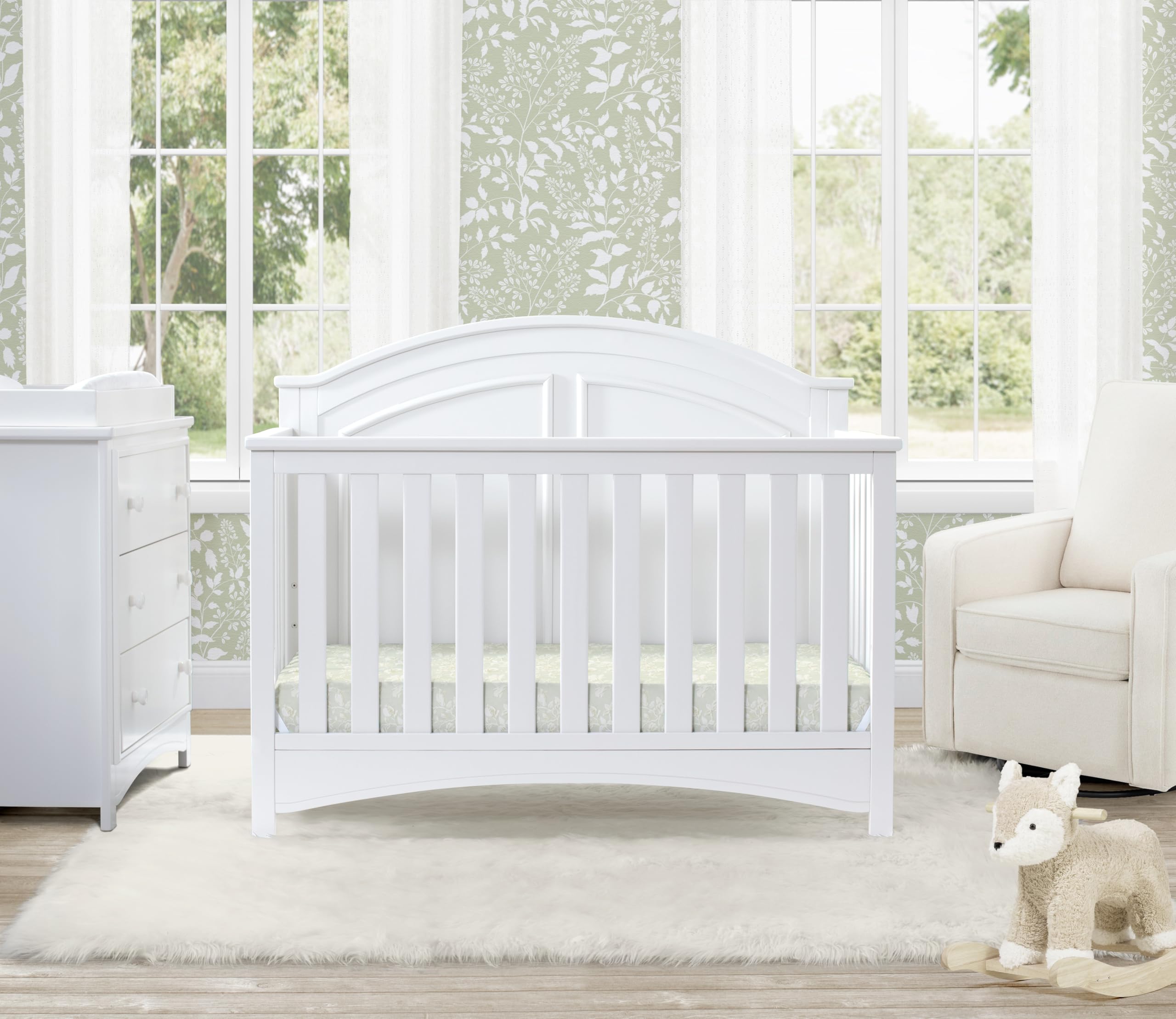 Delta Children Perry 6-in-1 Convertible Crib - Greenguard Gold Certified, Bianca White