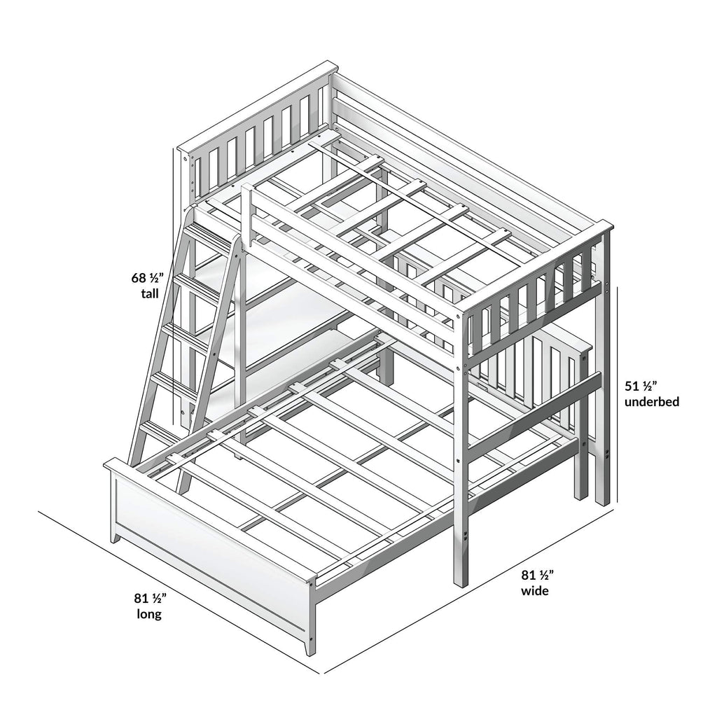 Max & Lily L Shape Twin over Full Bunk Bed with Bookcase, Clay