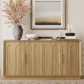 FORTUNETEC Sideboard Buffet Cabinet with Storage, Modern Accent Cabinet with Arched Doors, Boho Modular Media Console, 67" Large Minimalist Credenza for Living Room Kitchen Dining Room Entryway, Oak