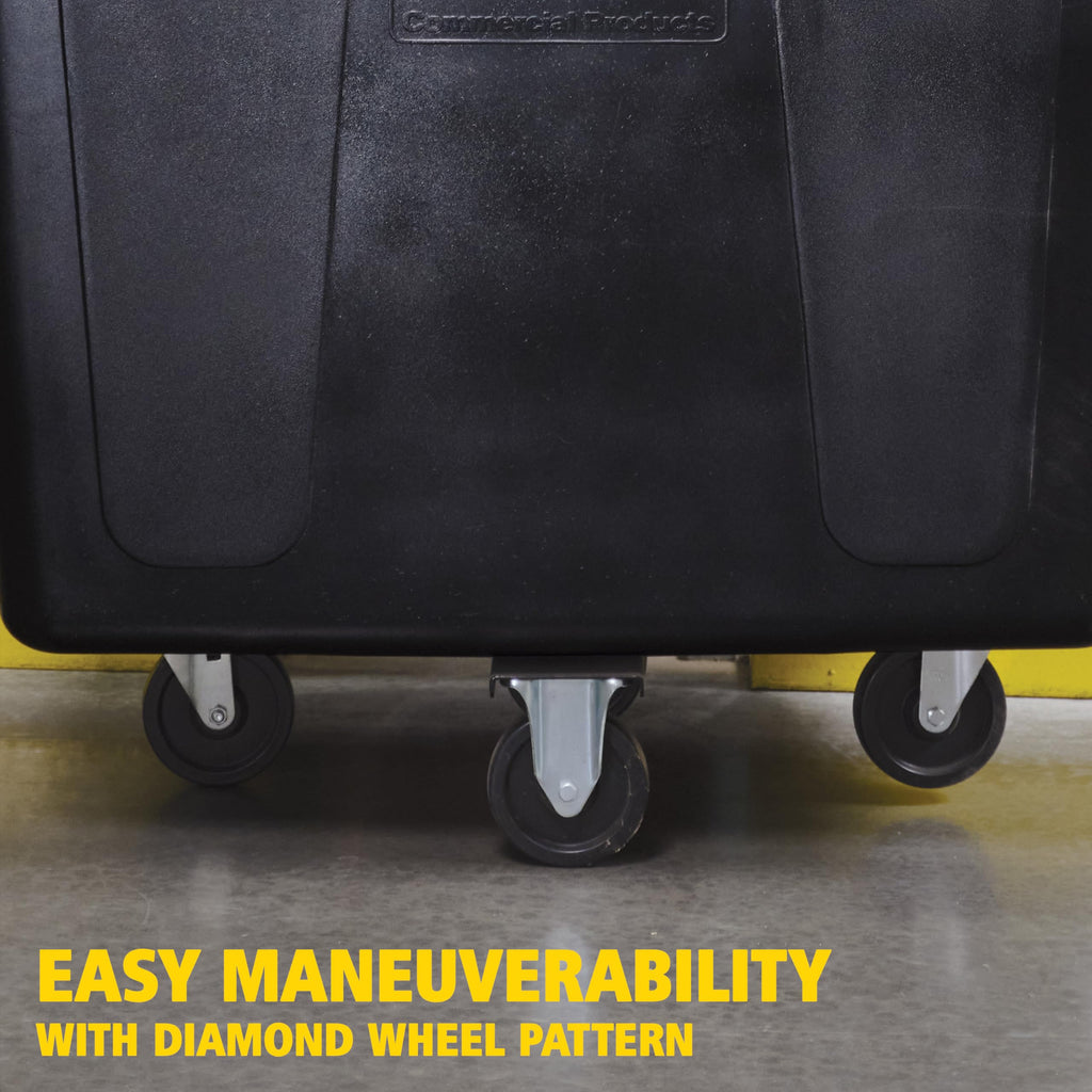 Rubbermaid Commercial Products Cube Basket Truck with Wheels/Casters, 500 lbs Capacity, Rectangular, Black, For Laundry/Waste/Trash/Heavy Materials
