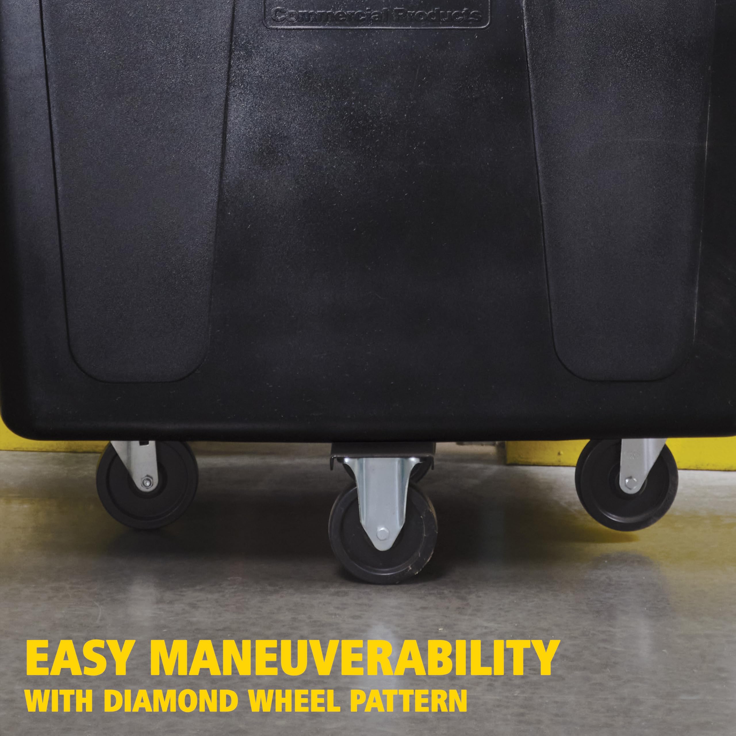 Rubbermaid Commercial Products Cube Basket Truck with Wheels/Casters, 500 lbs Capacity, Rectangular, Black, For Laundry/Waste/Trash/Heavy Materials