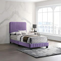 GDFStudio Contemporary Velvet Twin Size Bed with Channel Tufted Headboard, Modern Comfort Platform Bed with Wood Frame & Legs, Box Spring Required, Easy Assembly for Cozy Bedrooms,48" H Purple