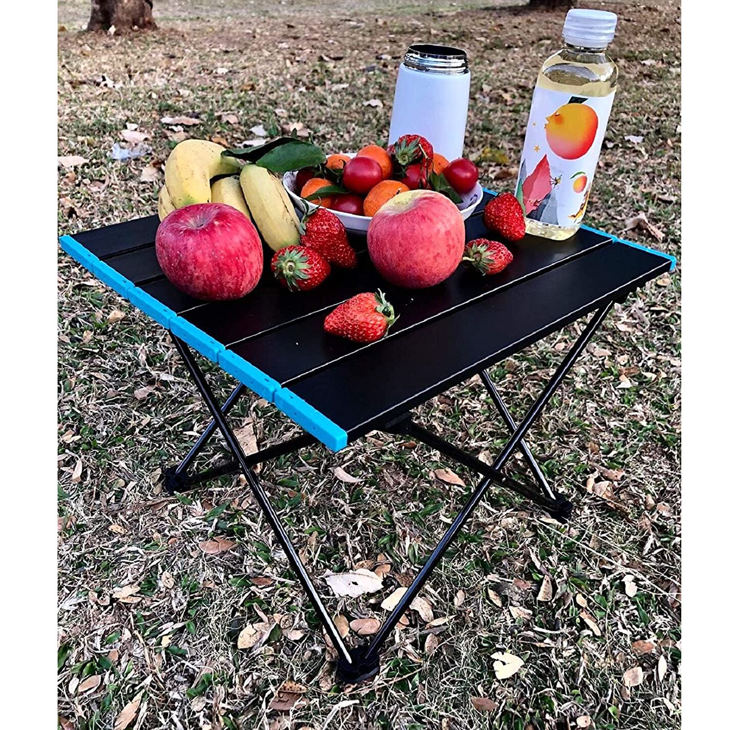 U5GAAALPPQ9 Portable Lightweight Camping Table Folding Aluminum Picnic Table Lightweight Compact Roll Up Tables Perfect for Outdoor Hiking BBQ Backpacking (69 * 47cm)