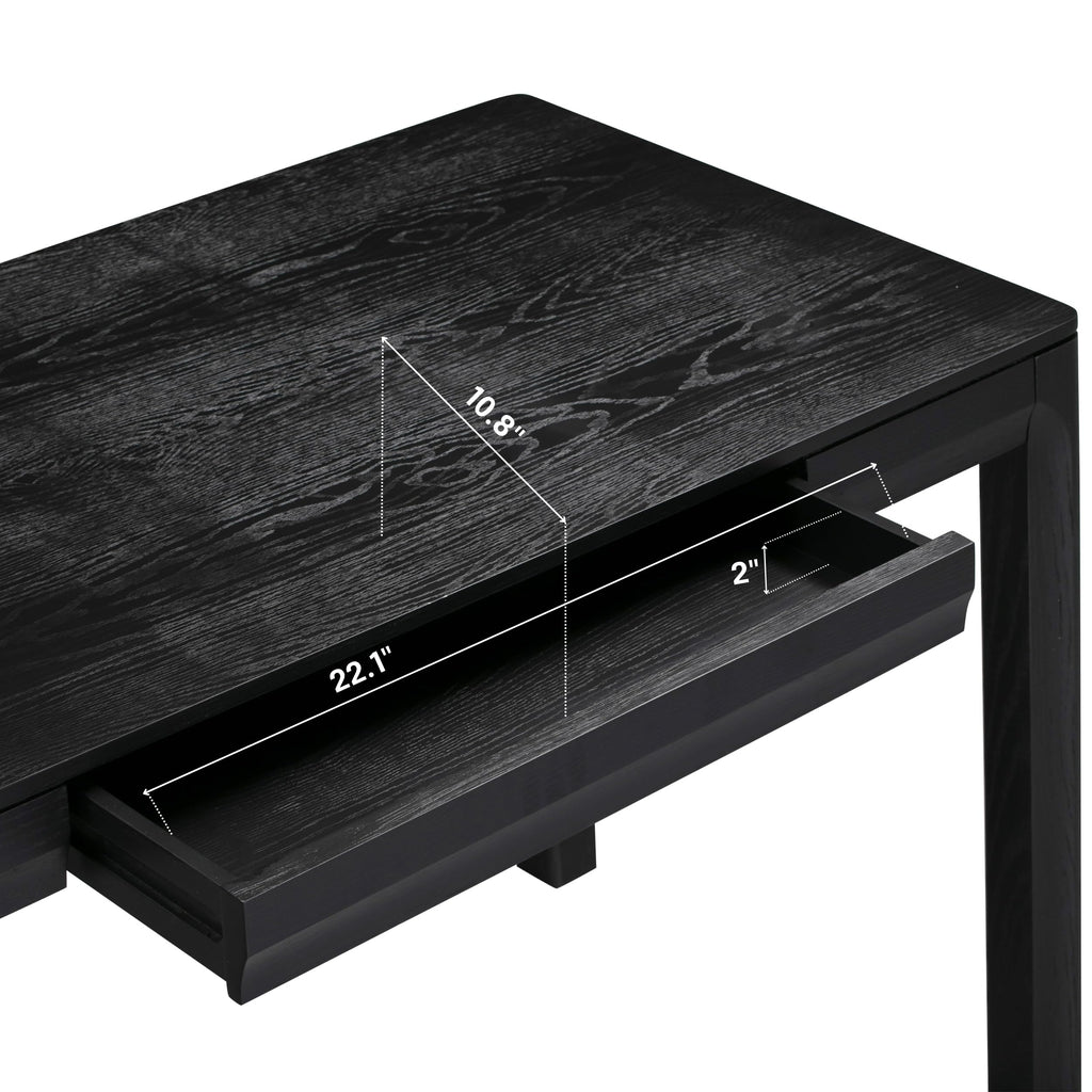 NTC Flow Modern Wooden Rectangle Desk Table with Hidden Drawer – Waterproof & Heat Resistant, Burnt Black