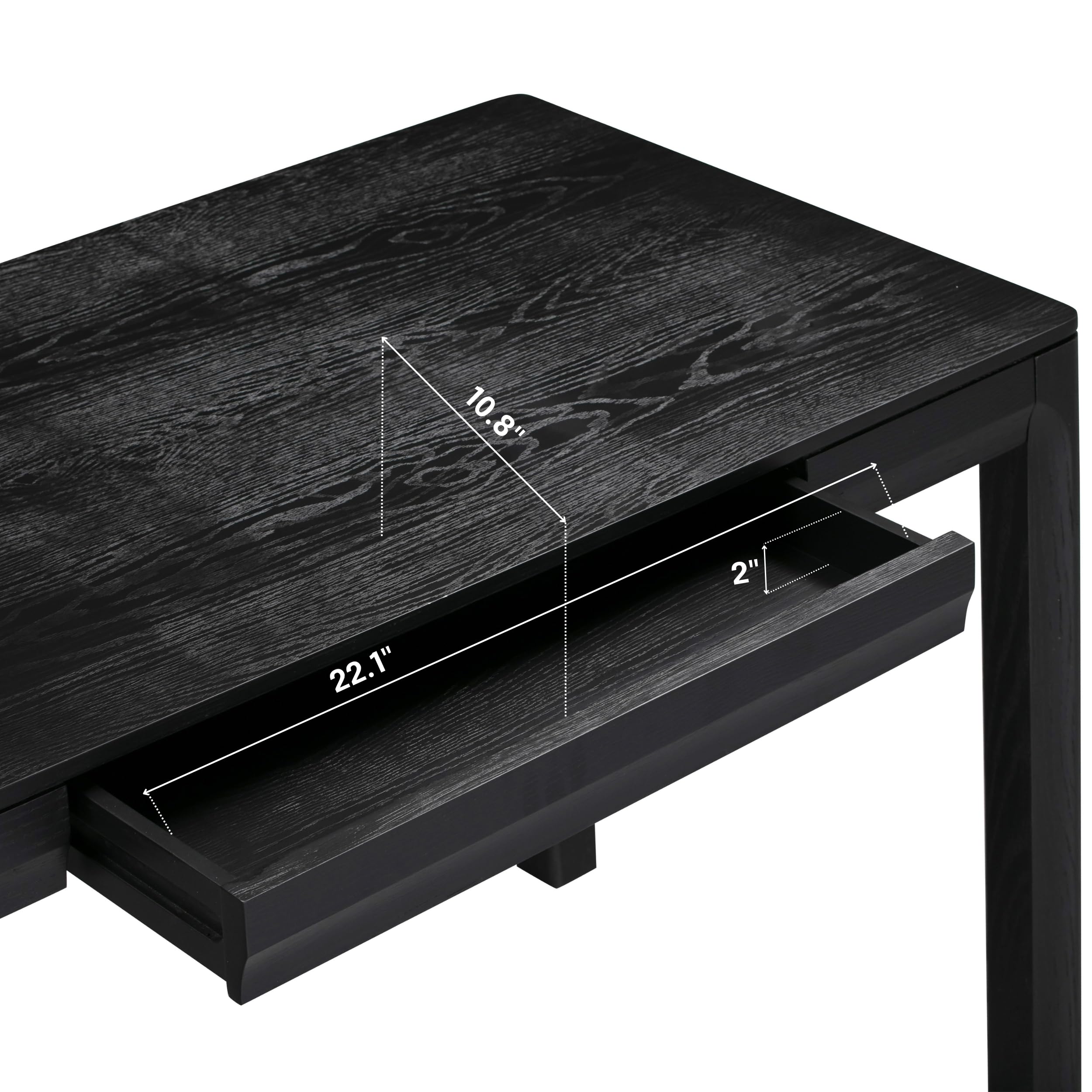 NTC Flow Modern Wooden Rectangle Desk Table with Hidden Drawer – Waterproof & Heat Resistant, Burnt Black