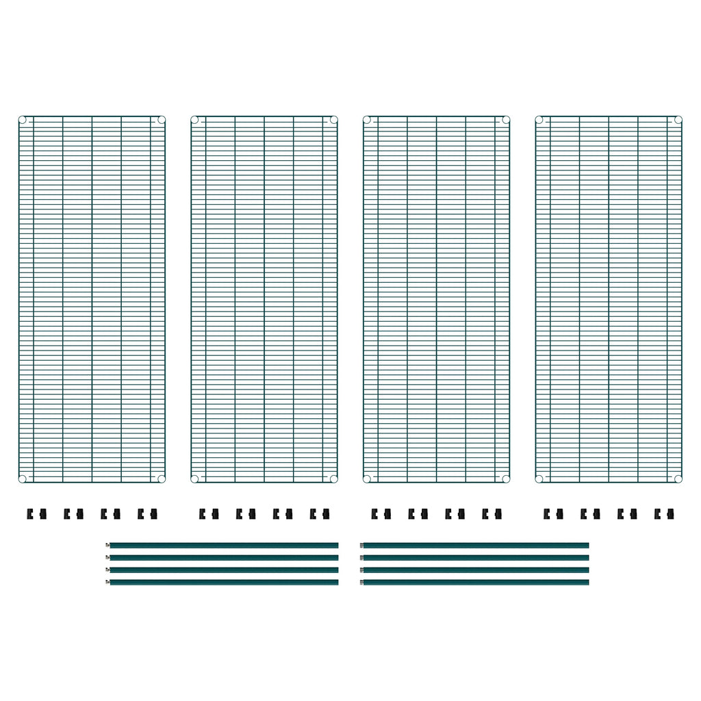 METRO Super Erecta Metroseal Green Epoxy Shelving Unit - Industrial Wire Shelving for Restaurants, Kitchens, Walk-in Coolers/Freezers with Microban - 4 Tier, 2000 lbs Capacity, 24” W x 60” L x 74” H
