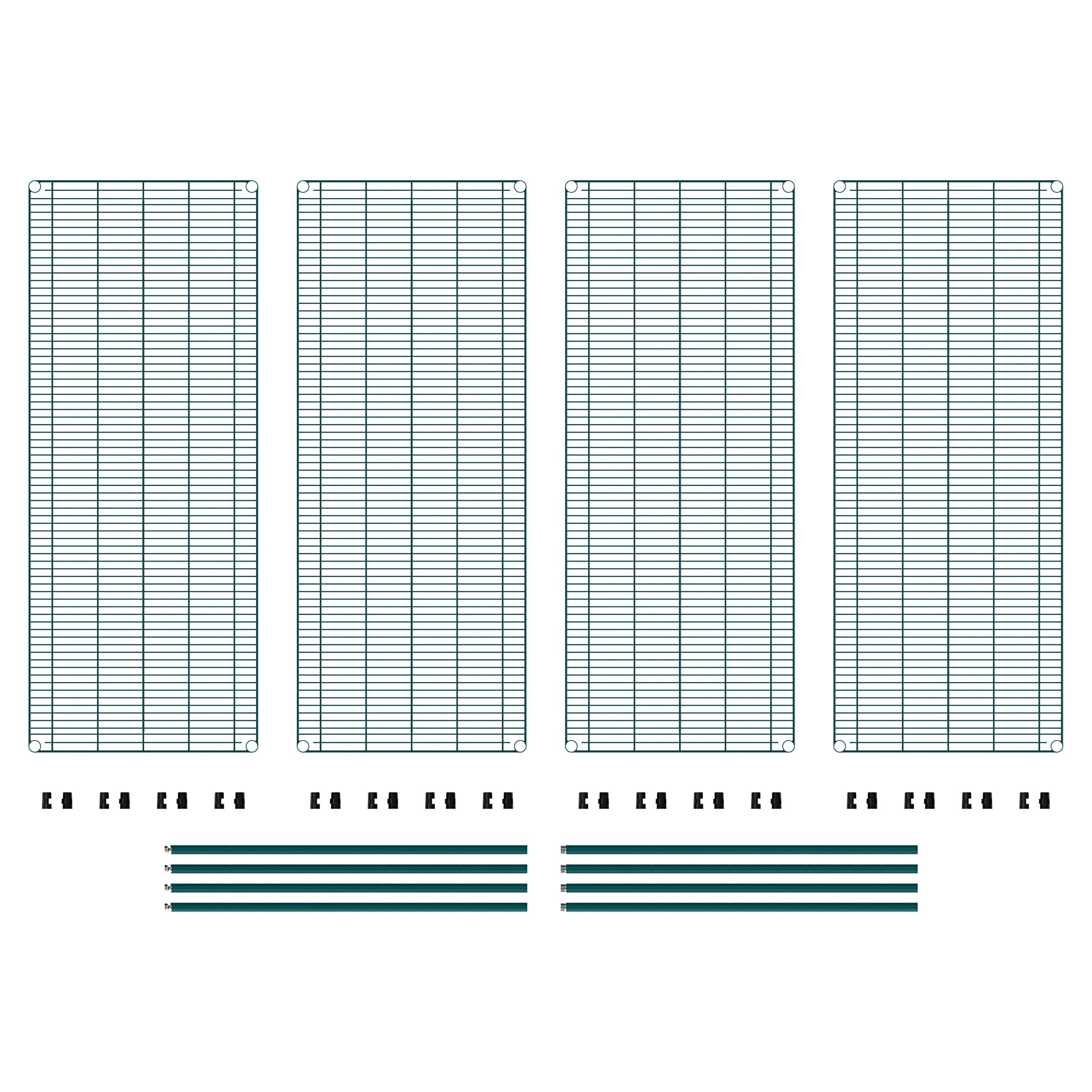 METRO Super Erecta Metroseal Green Epoxy Shelving Unit - Industrial Wire Shelving for Restaurants, Kitchens, Walk-in Coolers/Freezers with Microban - 4 Tier, 2000 lbs Capacity, 24” W x 60” L x 74” H