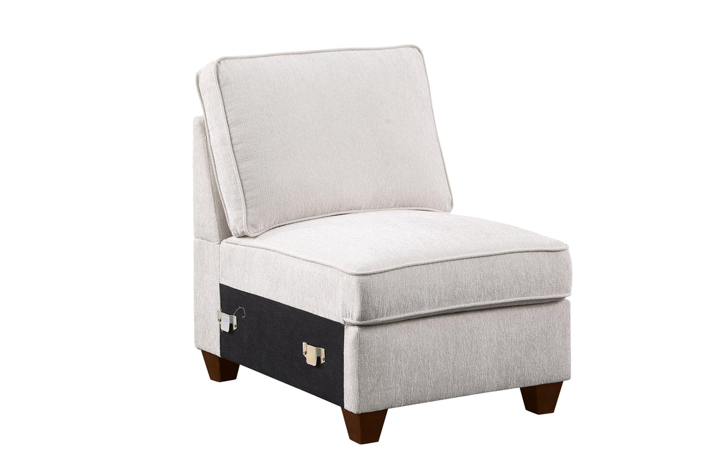 Ball & Cast 127" L-Shaped Sectional Couch with Movable Ottoman&6 Throw Pillow,7 Seat Chenille Upholstered Sofa W/2 Cup Holder,USB Port&Hidden Storage Box,DIY Combination,for Livingroom,Apartment,Beige