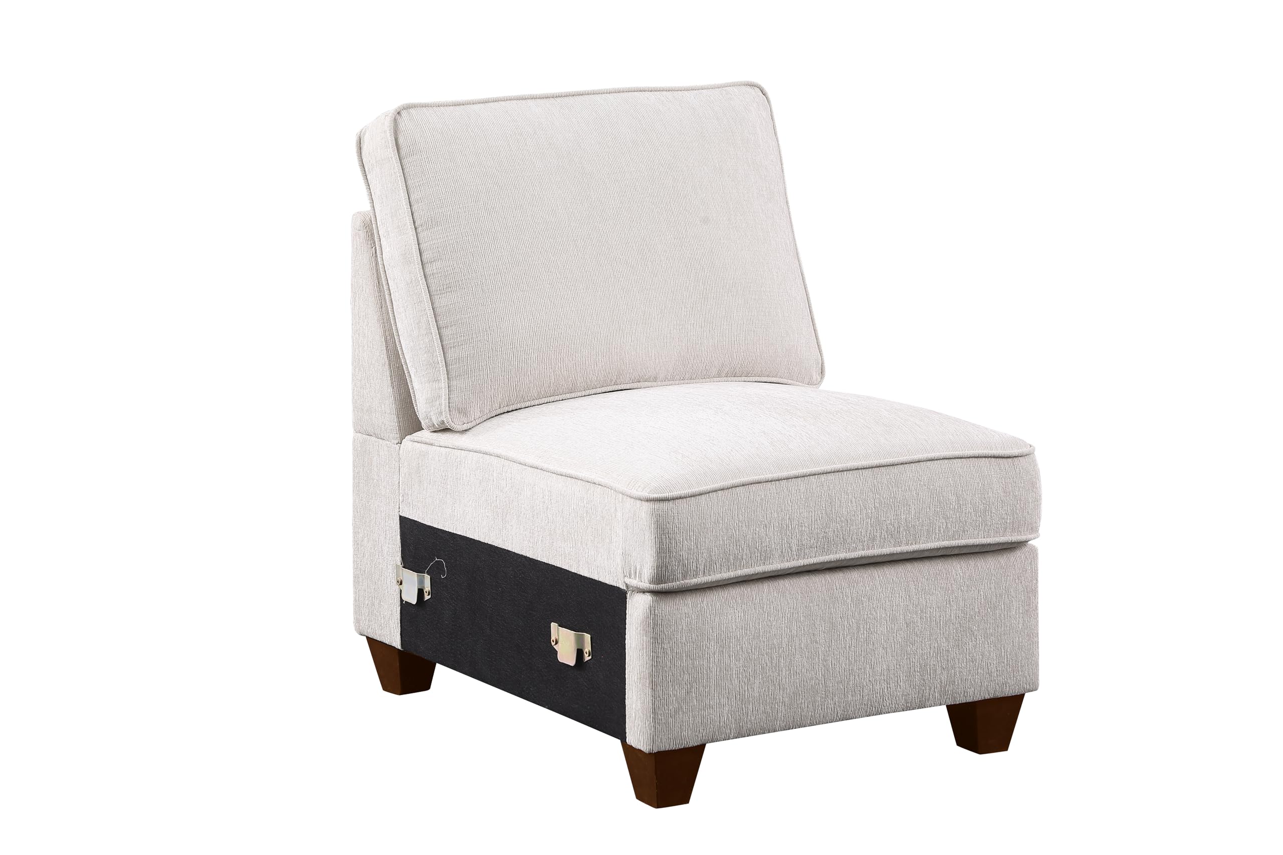 Ball & Cast 127" L-Shaped Sectional Couch with Movable Ottoman&6 Throw Pillow,7 Seat Chenille Upholstered Sofa W/2 Cup Holder,USB Port&Hidden Storage Box,DIY Combination,for Livingroom,Apartment,Beige