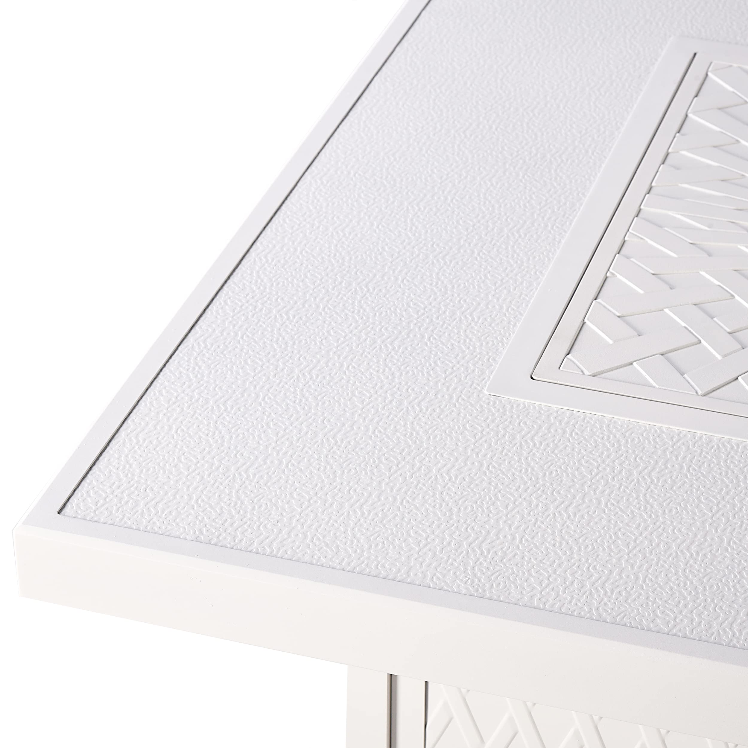 Oakland Living Square 42 in. x 42 in. Aluminum Propane Fire Pit Table with Glass Beads, Two Covers, Lid, 57,000 BTUs in White Finish
