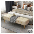 Bedroom End of Bed Bench Upholstered Tufted Bench with Upholstered Seat, Foot Stool with Sturdy Metal Legs, Leather Bench for Bedroom Living Room Entrance Ottoman Couch Bench (Color : Beige, Size :