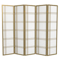 Red Lantern 6 ft. Tall Double Cross Shoji Screen - Gold - 5 Panels
