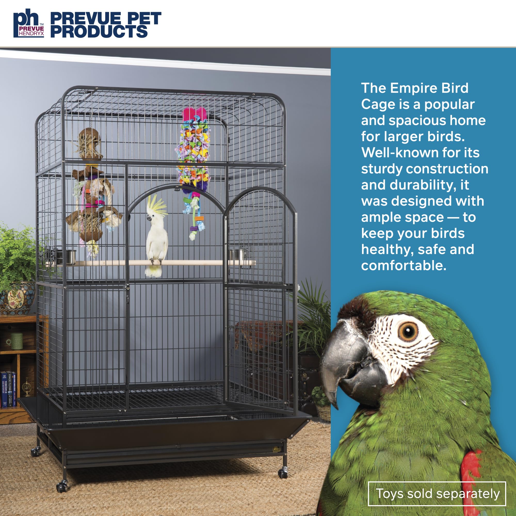 Prevue Pet Products Empire Bird Cage, X-Large, Black Hammertone,46" L x 36" W x 78 1/4" H