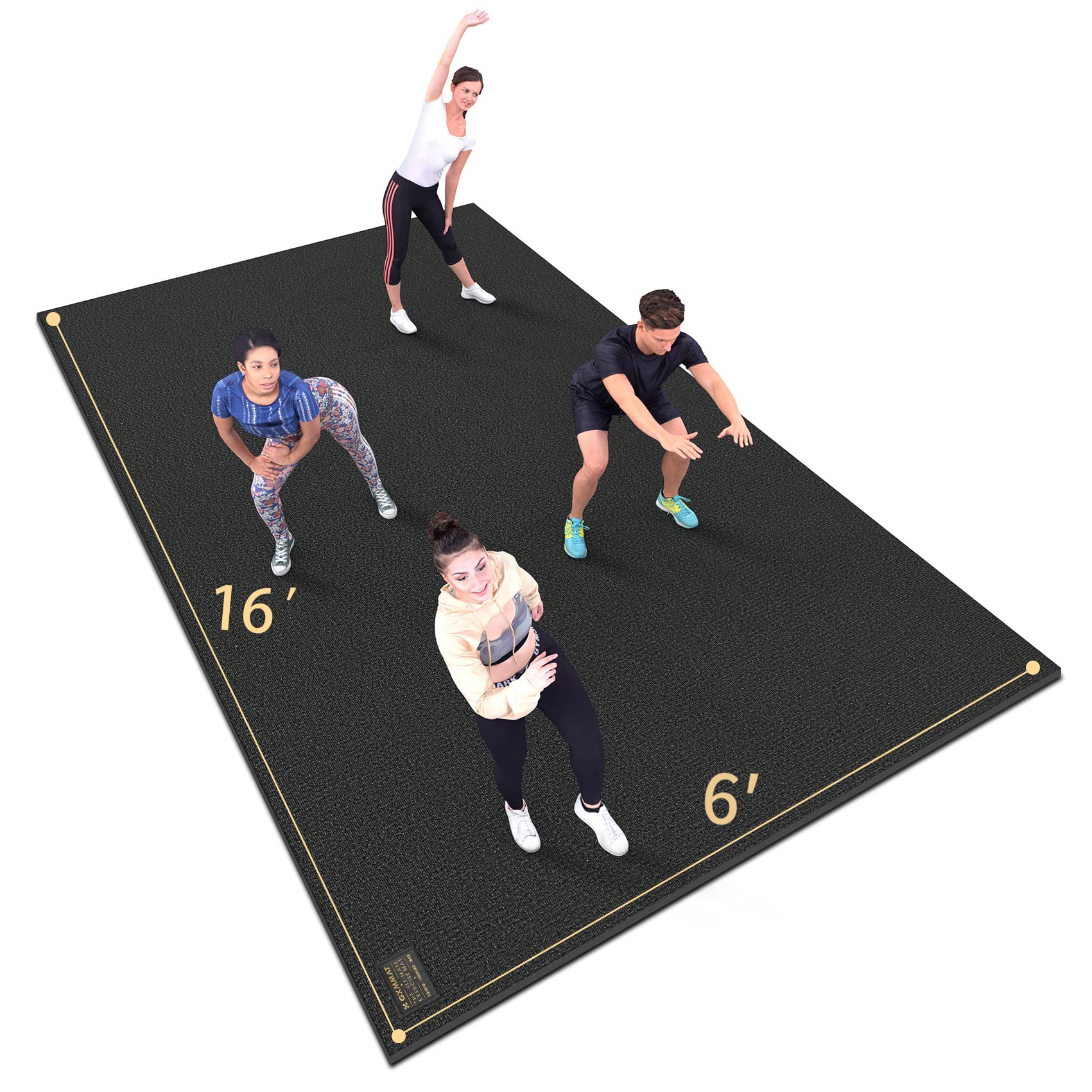 GXMMAT Extra Large Exercise Mat 16'x6'/12'x6'/10'x6'/8'x6'(7mm), Extra Wide Workout Mats for Home Gym Flooring, Non-Slip Thick Durable Cardio Mat for MMA,Plyo,Jump Rope,Weights,Fitness,Shoe-Friendly
