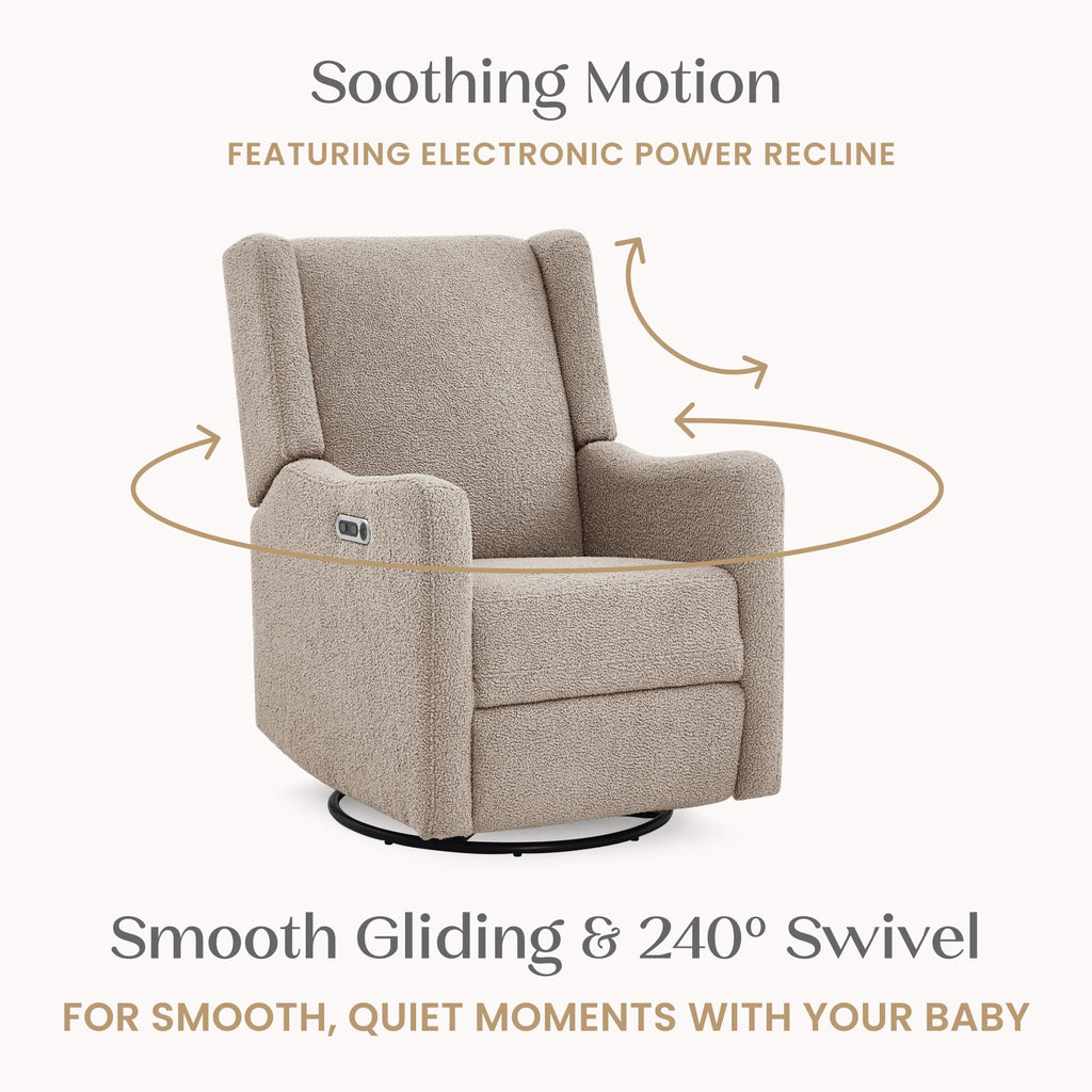 Delta Children Mercer Electronic Power Recliner and Swivel Glider with USB-A and Type-C Ports - Greenguard Gold Certified - Stain-Resistant Performance Fabric is Oeko-TEX Standard 100 Certified, Sand