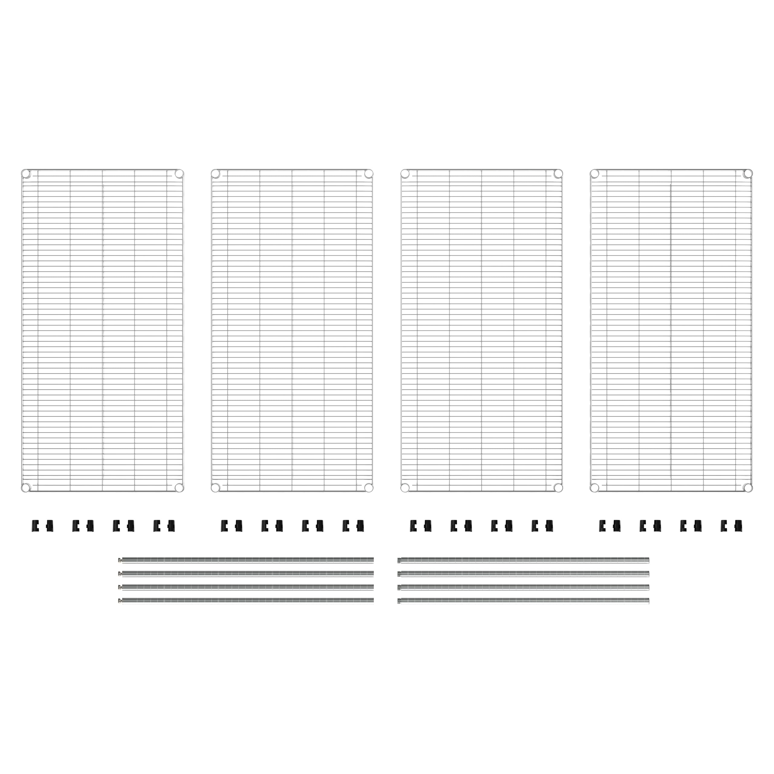 Metro EZ2448NC-4 Super Erecta Industrial Wire Shelving 4-Shelf Convenience Pak, Chrome, 24" x 48" x 74.5"
