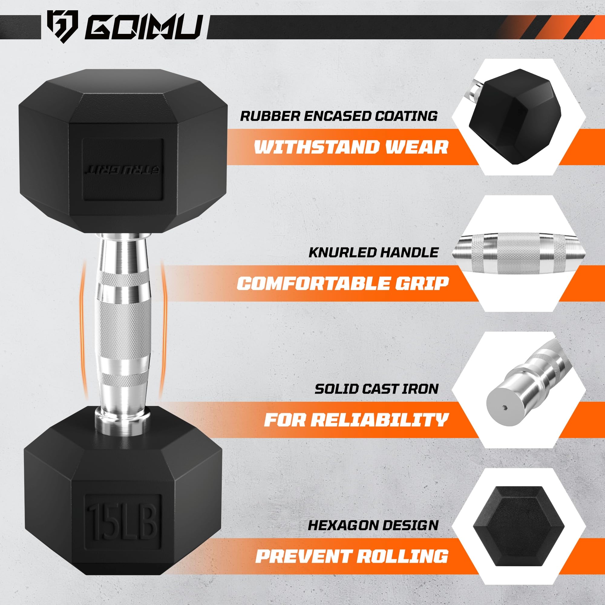 GOIMU Dumbbell Sets with Rack, Rubber Hex Dumbbells, 220/280/360/450/550LBS, Hand Weights with Chrome Handle for Strength Training(550LBS with Rack)