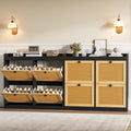 Garvee Shoe Storage Cabinet with 4 Deep Flip Drawers, Wood Shoe Cabinet with Rattan Doors and Adjustable Shelves- Freestanding Shoe Organizer for Entryway, Hallway (Black, 4 Drawers- 2PCS)