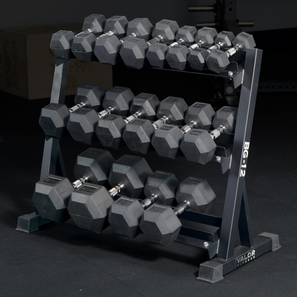 Valor Fitness 3-Tier Dumbbell Rack - Adjustable Weight Organizer Rack for Home Gym Dumbbell Storage Sports Equipment Organizer