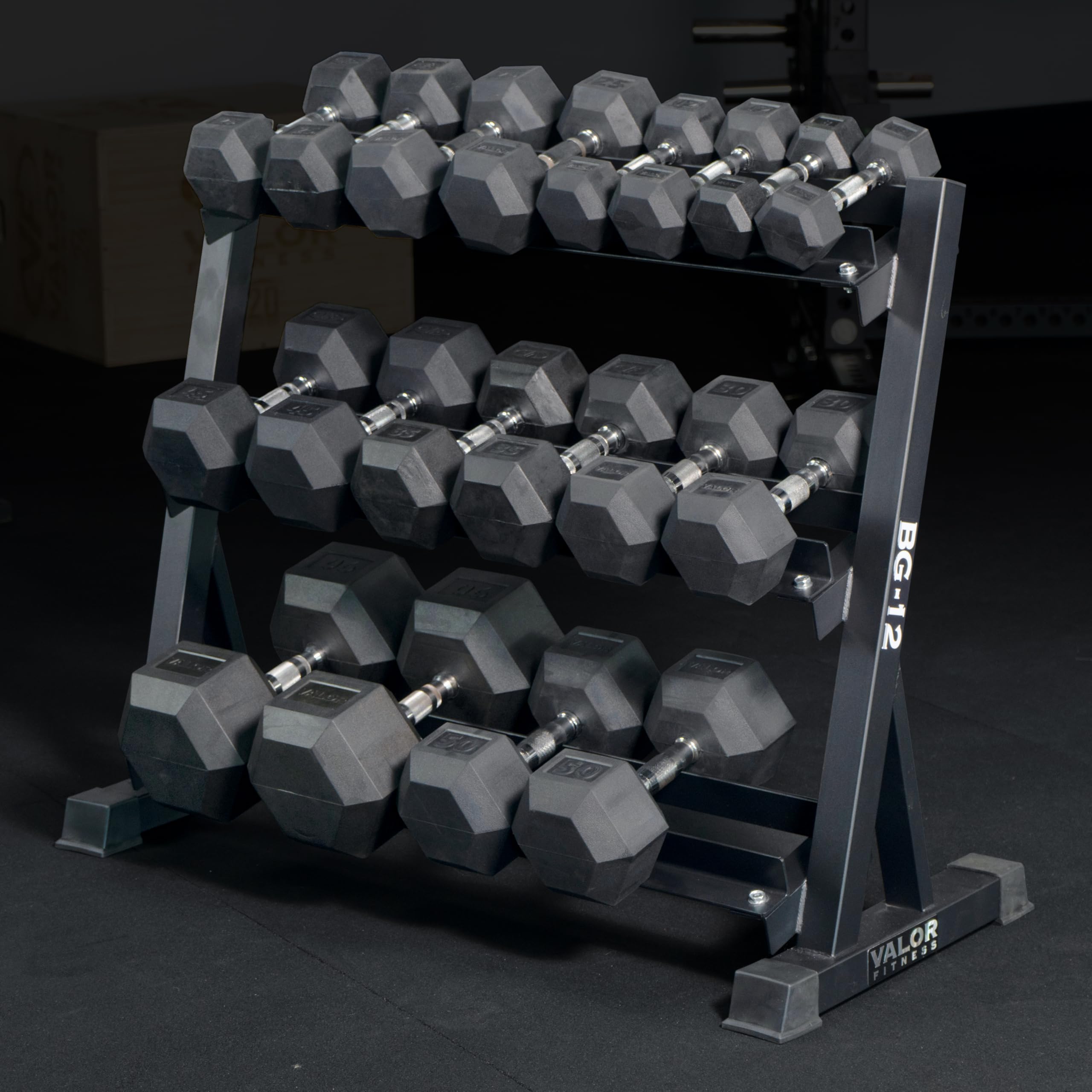 Valor Fitness 3-Tier Dumbbell Rack - Adjustable Weight Organizer Rack for Home Gym Dumbbell Storage Sports Equipment Organizer