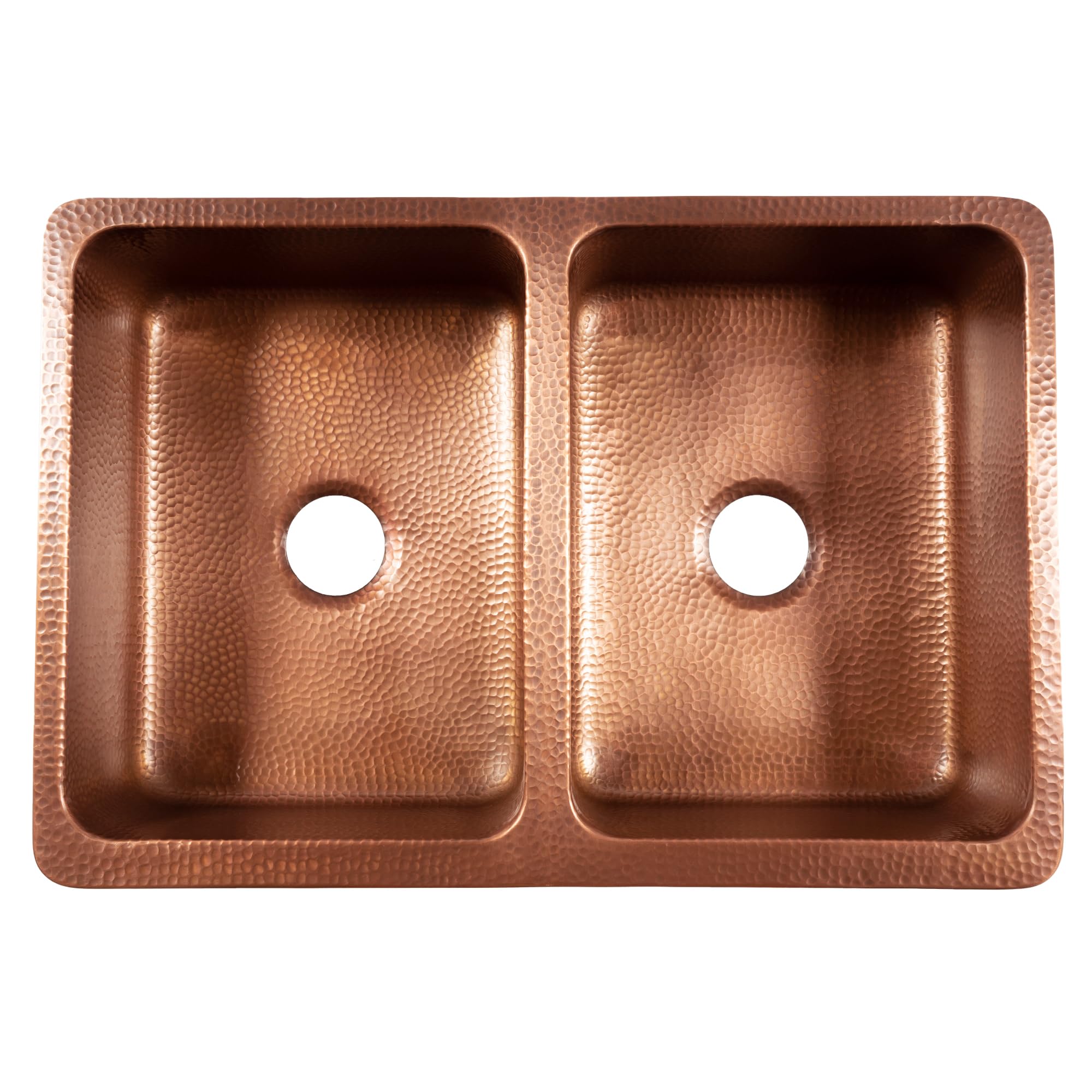 Sinkology Lange 32 Inch Farmhouse Copper Sink - Handcrafted Hand-Hammered Solid Pure Copper Double Bowl Apron Front Farm Sink for Kitchen Remodel - Fits 36-Inch Cabinet - Sinkology Everyday Promise