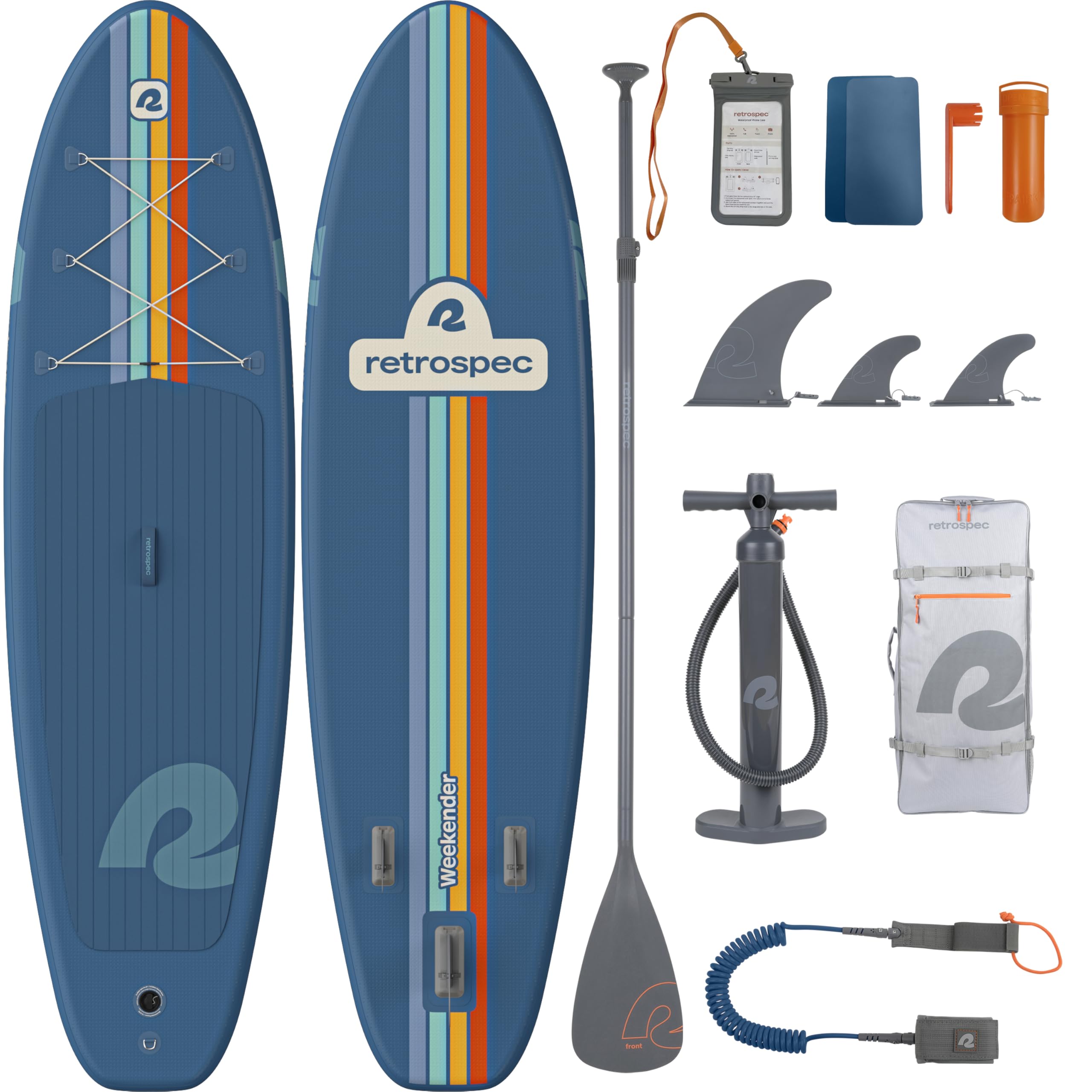 Retrospec Weekender Inflatable Paddle Board with Beach Accessories - 10'6" X 32in SUP Board, Textured Deck Pad, Pump & Travel Bag - Lightweight iSUP