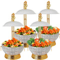 8QT White Chafing Dishes for Buffet 4 Pack, Round Stainless Steel Luxury Food Warmer for Parties Buffet, Elegant Hollow-Out Buffet Warmer for Hotel, Weddings, Home Parties, Christmas Gatherings (4)