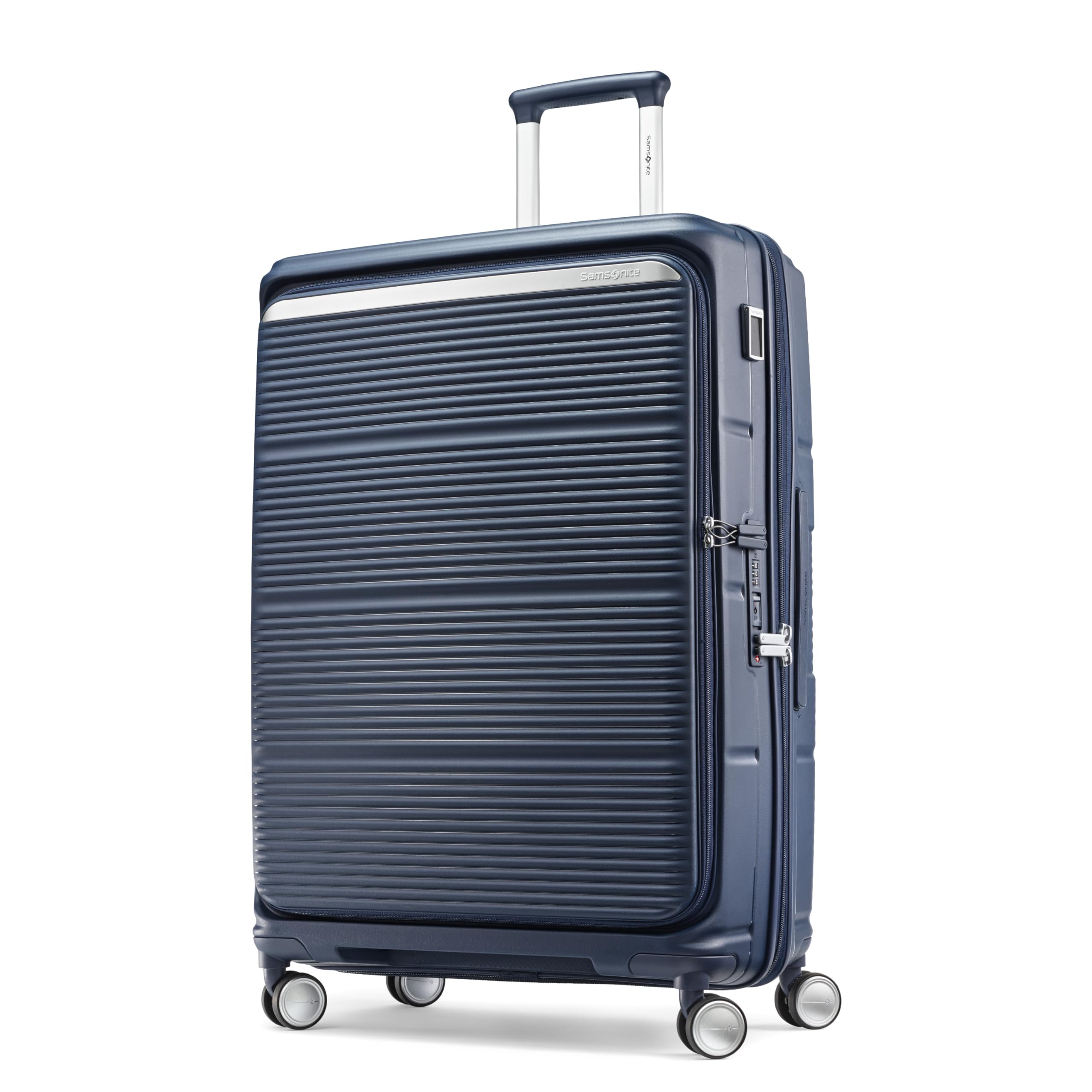 Samsonite Paralux Large Checked Luggage - Innovative Design - Quick Access Front Pocket - Dual Suspension Wheel Technology - TSA Lock - Expandable - Includes Removable Packing Cubes - Midnight Navy
