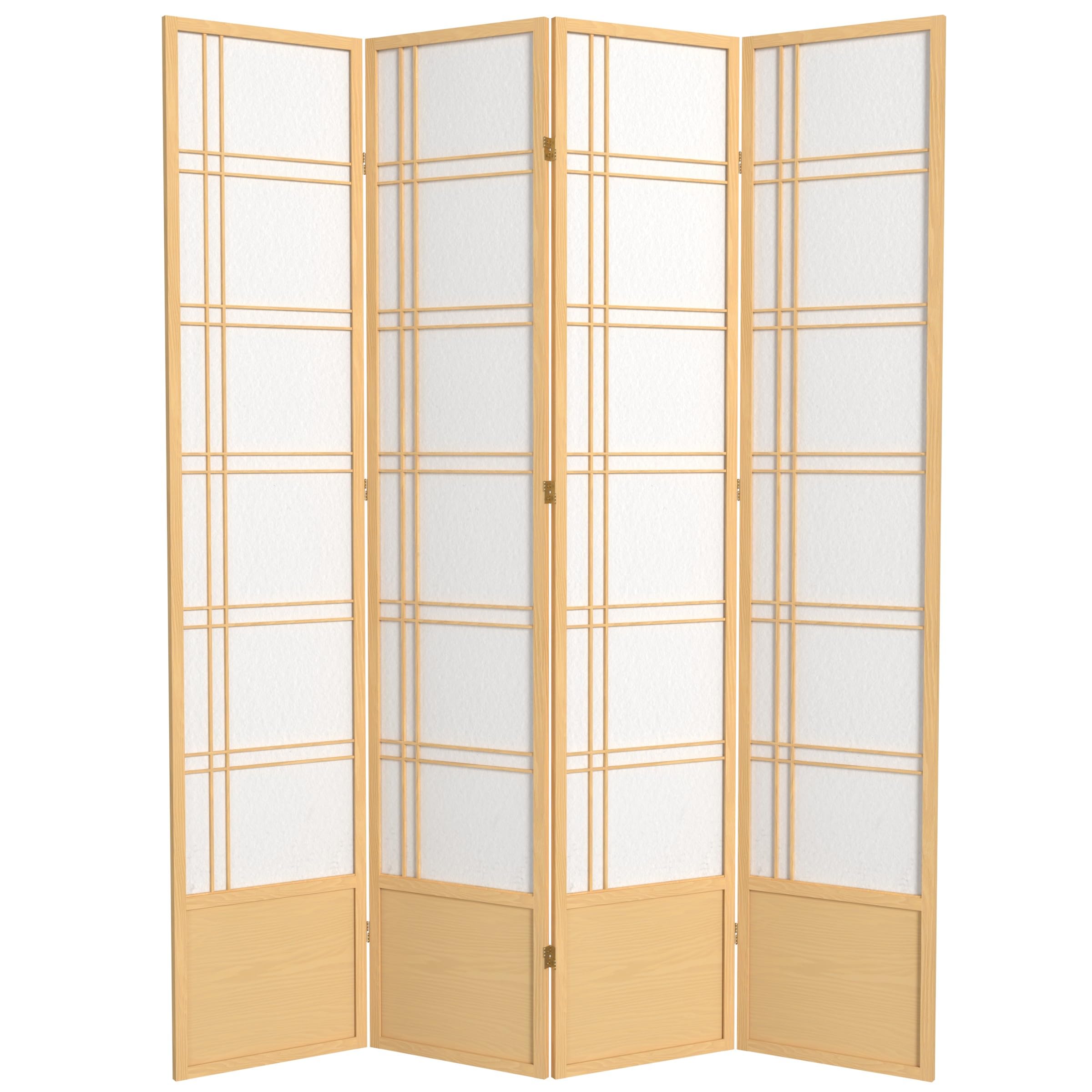 Oriental Furniture 7 ft. Tall Double Cross Shoji Screen - Natural - 4 Panels