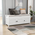 Merax Rustic Storage Bench with Removable Cushion Multifunction Shoe Cabinets for Entryway Hallway Front Door White