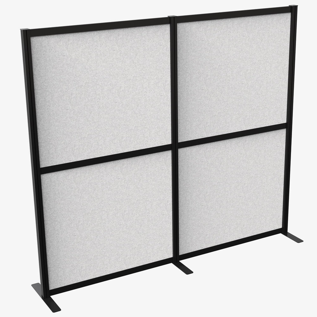 VIVO Modular Wall System, 2 PET Panels, Modern Professional Office Cubicle Dividers, Freestanding Privacy-Screen, 66 inches High, Light Gray, Black Frame, PP-MWS63B