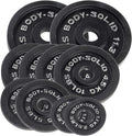 Body-Solid Cast Iron Olympic Weight Plate Set, Free Weights Dumbbell Plates with 2 Inch Standard Hole for All Olympic Barbell Types, 105 lb Total Weight Sets, Midnight Black