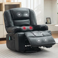 Rocker Recliner Chair with Heat and Massage,Nursery Recliner 360° Swivel Oversized Chairs for Adults,Chenille Lazy Boy Single Sofa Seat with 3 Positions,Side Pockets,Cup Holders for Living Room Black