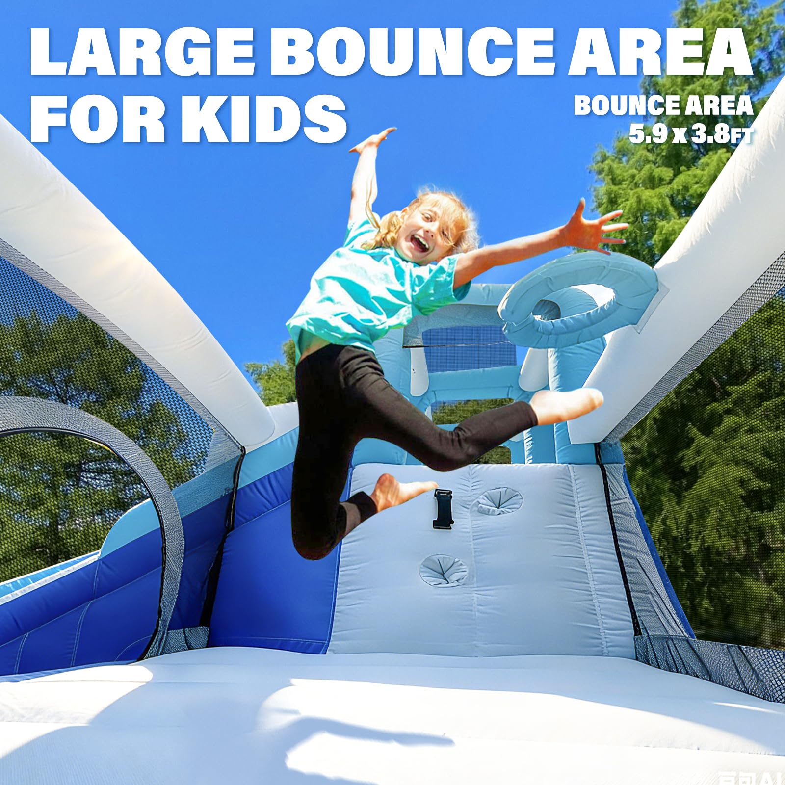Inflatable Water Slide Bounce House, 7-in-1 Store-Themed Wet/Dry Dual-Use Slide with UL Blower, Kids' Backyard Party Summer Splash Fun Water Slide Fun for Active Kids 3-12 (Dual Slide)