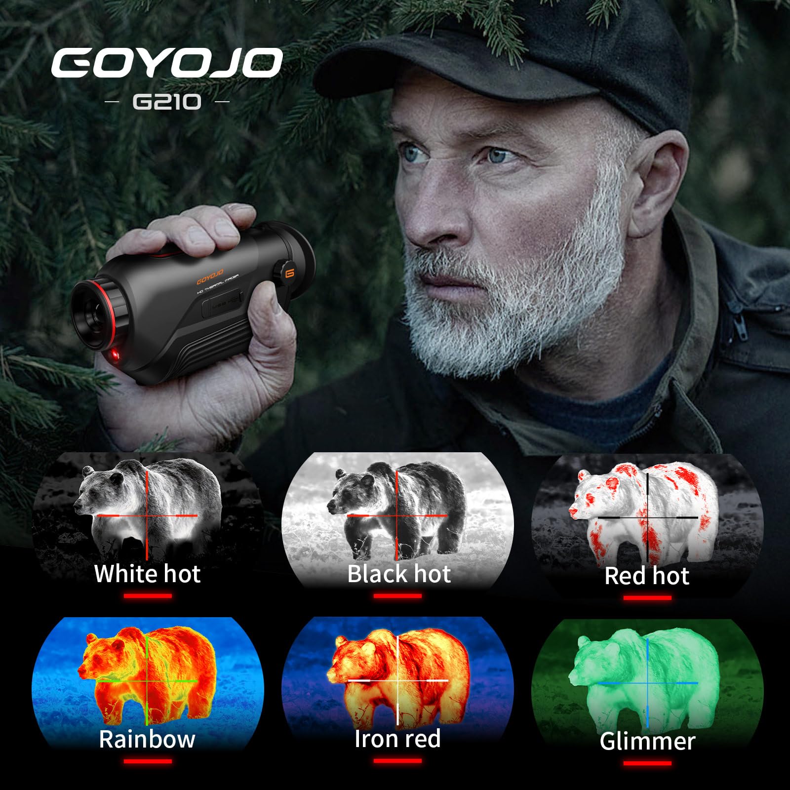 GOYOJO G210 Thermal Monocular, 256x192 Thermal Imaging Monoscope Camera for Adults, 10mm Focal Lens Vision Goggles Thermal Scopes for Night Hunting Camping