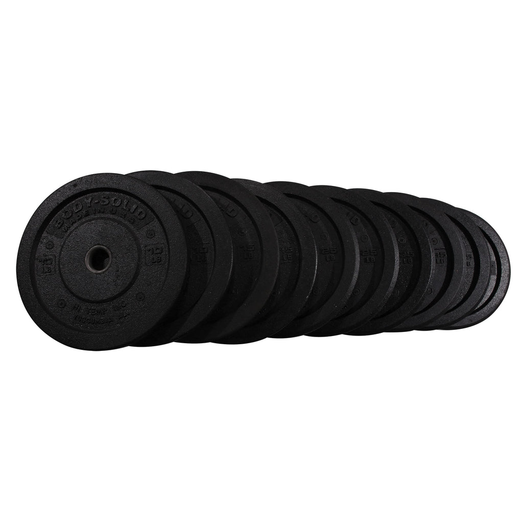 Body-Solid Rubber (OBPH260) Coated Olympic Weight Plate with Anti-Slip Grip - Perfect for Strength Training, Home Gym, and Barbell Workouts, 260lbs. Set