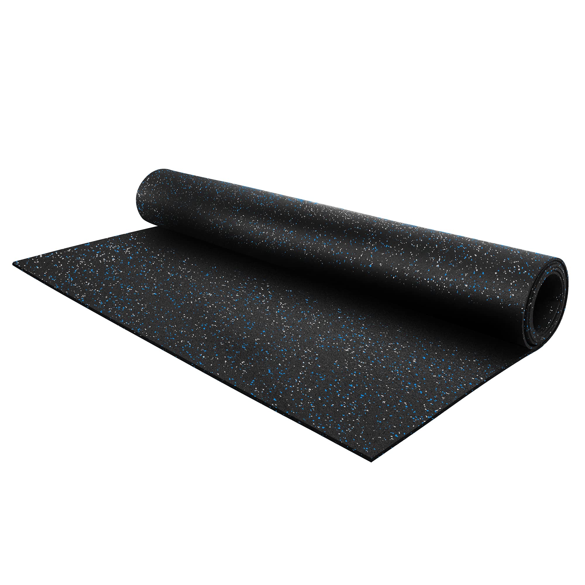 IncStores 1/4" Tough Rubber Roll (4' x 10') - Excellent Gym Floor mats for Medium/Large Equipment and Light/Moderate Free Weights (5 Mats - 4'x10' Blue/Grey)