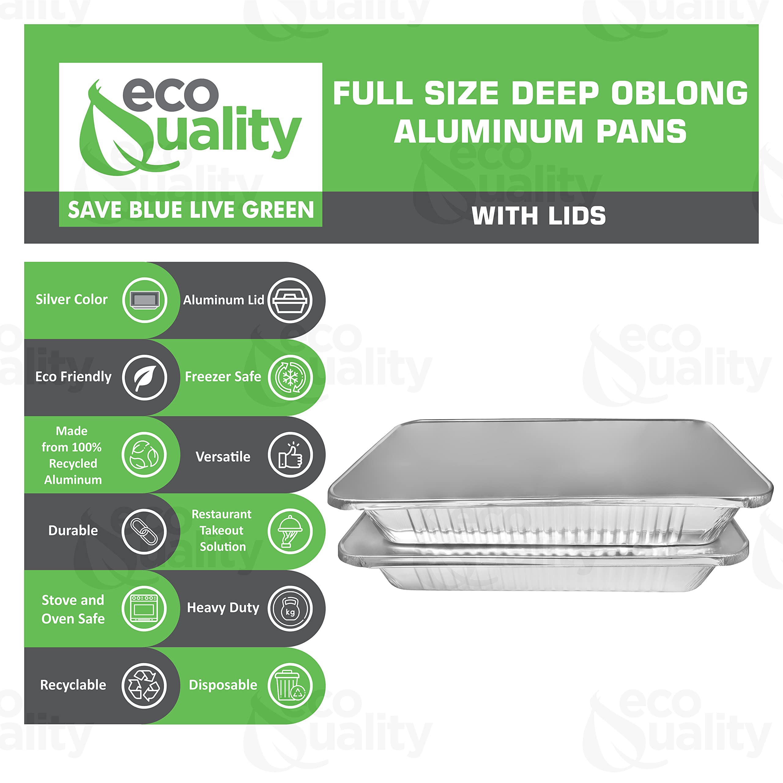 Heavy Duty Full Size Deep Aluminum Pans with Lids Foil Roasting & Steam Table Pan 21x13 inch - Deep Chafing Trays for Catering Disposable Large Pans for Baking, Reheating, Grilling (100 PACK)