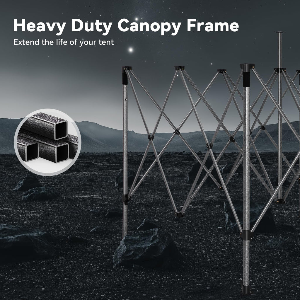 COBIZI 10x15 Pop up Canopy Tent Heavy Duty, Easy Set-up Commercial Outdoor Party Tent, 100% Waterproof Wedding Tents Gazebo, 3 Height Adjustable with Wheeled Bag, Black