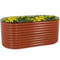Sunnydaze 79-Inch Oval Raised Garden Bed - Stackable Steel Vegetable Flower Bed Planter Kit with Rubber Edge Trim - Brown